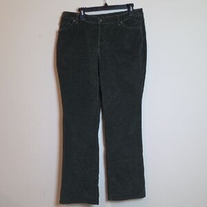 St Johns Bay Women Boot Cut Dark Green Corduroy Pants Size 12